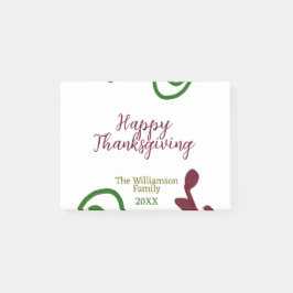 Notas Post-it® Red green happy Thanksgiving floral leaf fall