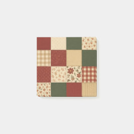 Notas Post-it® Red Green Patchwork Quilt Rustic Farmhouse Floral