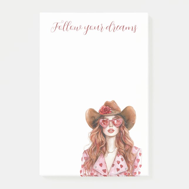 Notas Post-it® Red Head Lady Mint Dress (Anverso)