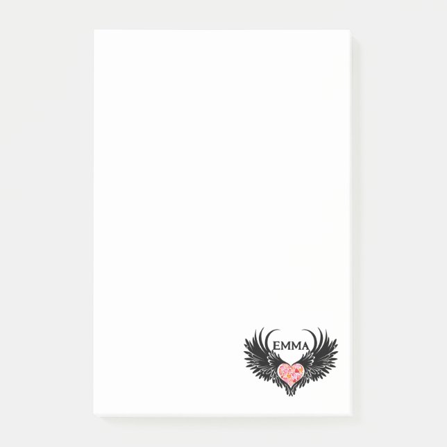 Notas Post-it® Red heart angel black wings