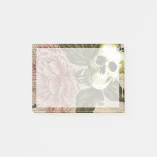 Notas Post-it® Red Peony Steampunk Skull Ephemera