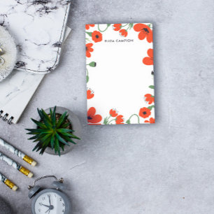 Notas Post-it® Red Poppies Nombre personalizado