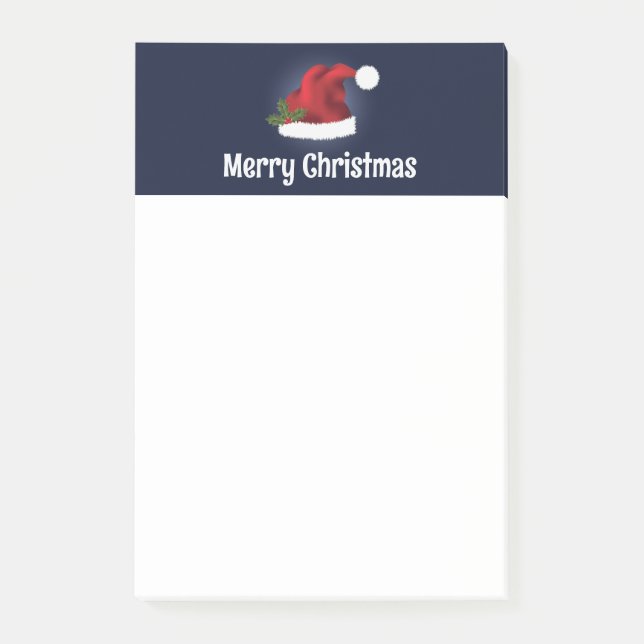 Notas Post-it® Red Santa Hat Con Navidades Holly Y Personalizado  (Anverso)