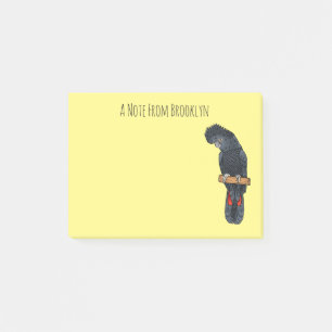 Notas Post-it® Red-tailed black cockatoo bird cartoon