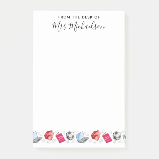 Notas Post-it® Reducir al profesor de suministros escolares (Anverso)