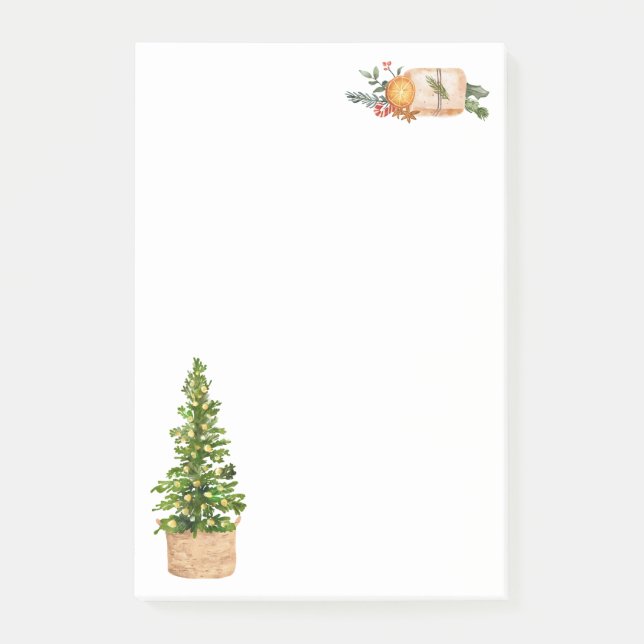 Notas Post-it® Regalo de árbol de Navidad Holly Berry Holiday (Anverso)