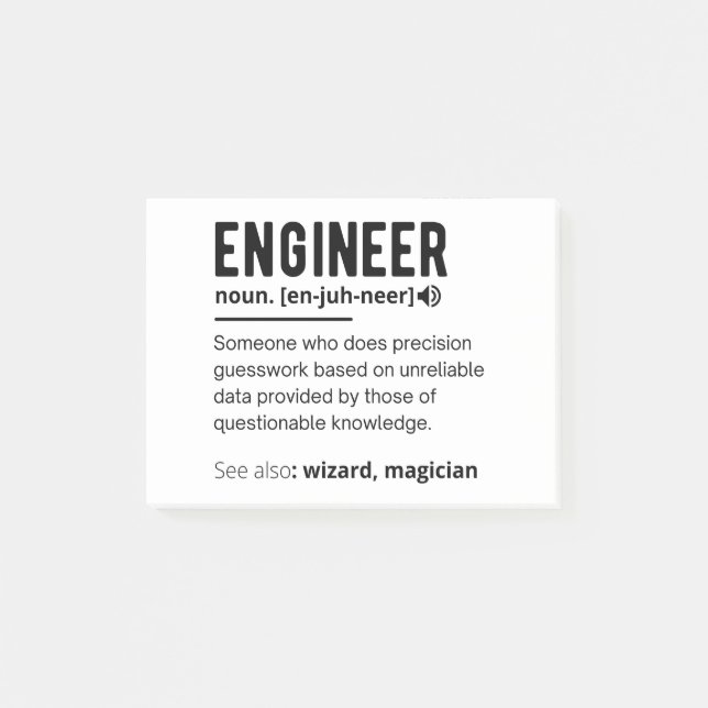 Notas Post-it® Regalo de ingeniería de definición de ingeniero (Anverso)