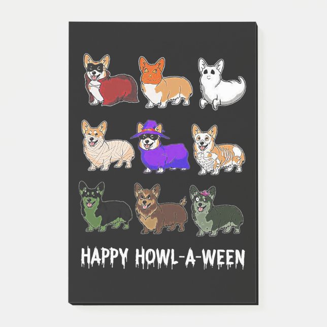 Notas Post-it® Regalo de perro| Gracioso Halloween de Perro Corgi (Anverso)