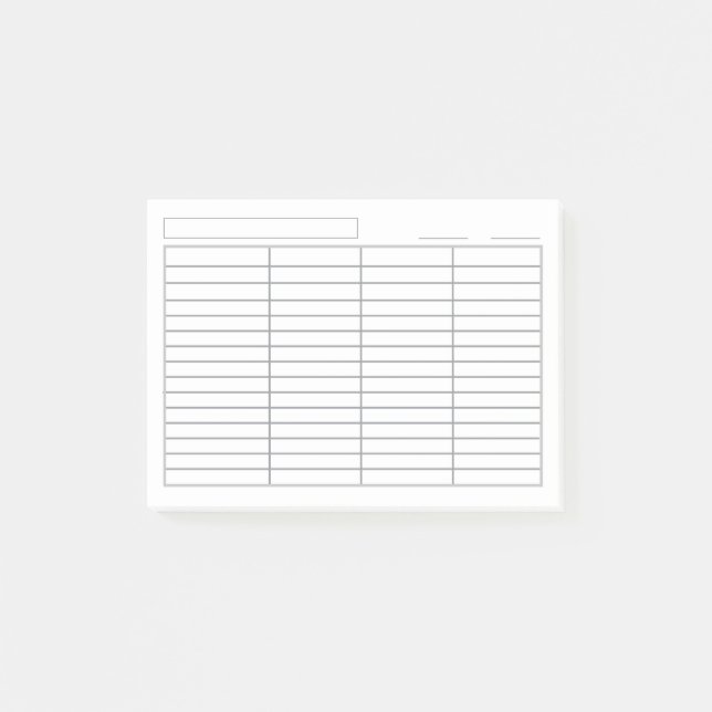 Notas Post-it® Registro de registro de personalizables 4 Columnas (Anverso)