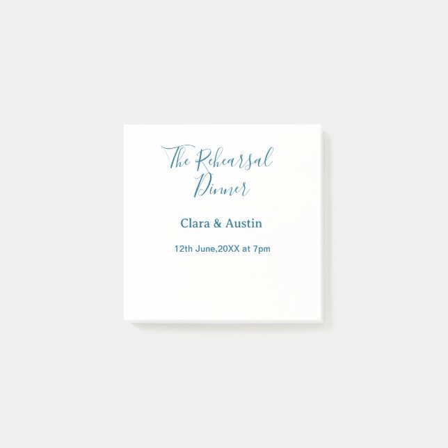 Notas Post-it® Rehearsal dinner the night before simple minimal m (Anverso)