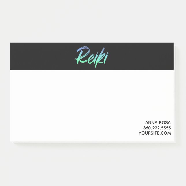 Notas Post-it® *~* Reiki azulverde y turquesa iridiscente (Anverso)