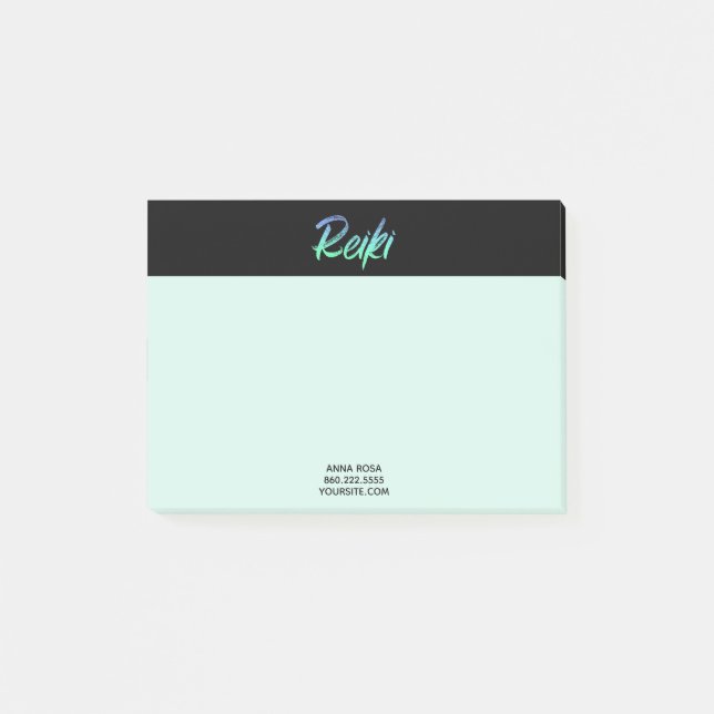 Notas Post-it® *~* Reiki azulverde y turquesa iridiscente (Anverso)