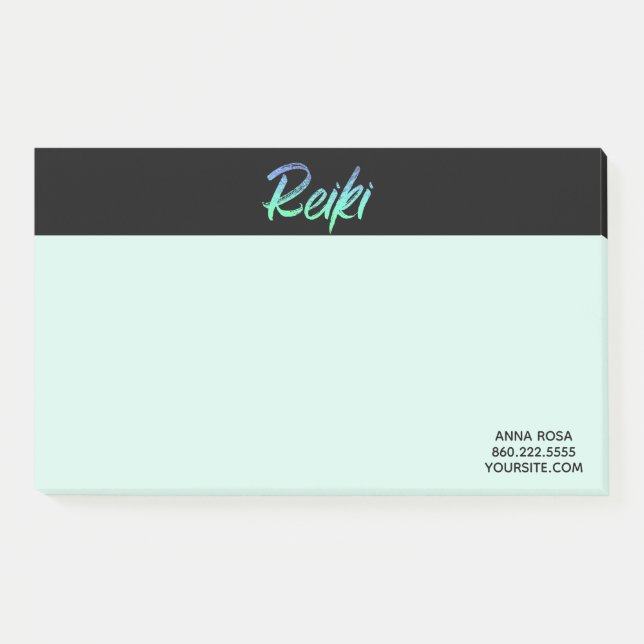 Notas Post-it® *~* Reiki iridiscente azulverde y turquesa (Anverso)
