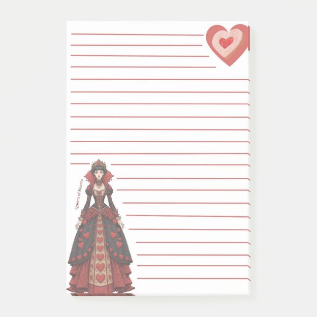 Notas Post-it® Reina de Corazones Rayada (Anverso)