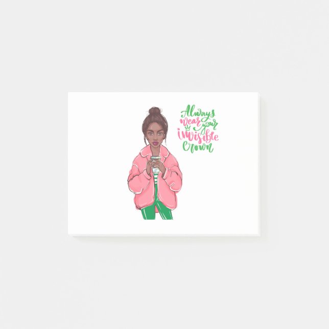 Notas Post-it® Reina verde y rosa (Anverso)