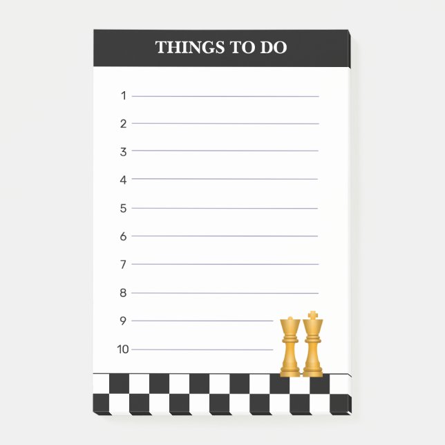 Notas Post-it® Reina y Rey en cosas de ajedrez en blanco y negro  (Anverso)