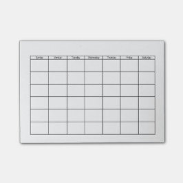 Notas Post-it® Rejilla en blanco del calendario