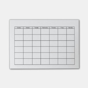 Notas Post-it® Rejilla en blanco del calendario