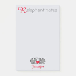 Notas Post-it® "RElephant personalizado observa" gris y rojo