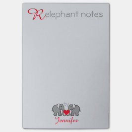 Notas Post-it® "RElephant personalizado observa" gris y rojo