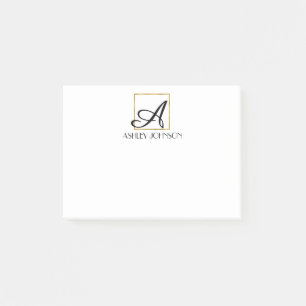 Notas Post-it® Relieve metalizado dorado Monograma Modern Post No