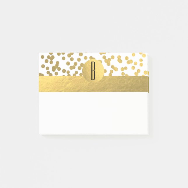 Notas Post-it® Relieve metalizado dorado Puntos de Confetti Glam  (Anverso)