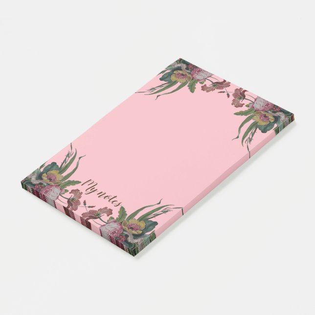 Notas Post-it® Reloj Antiguo con Flores (En perspectiva)