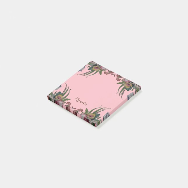 Notas Post-it® Reloj Antiguo con Flores (En perspectiva)