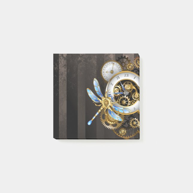 Notas Post-it® Reloj de vapor con libélula mecánica (Anverso)