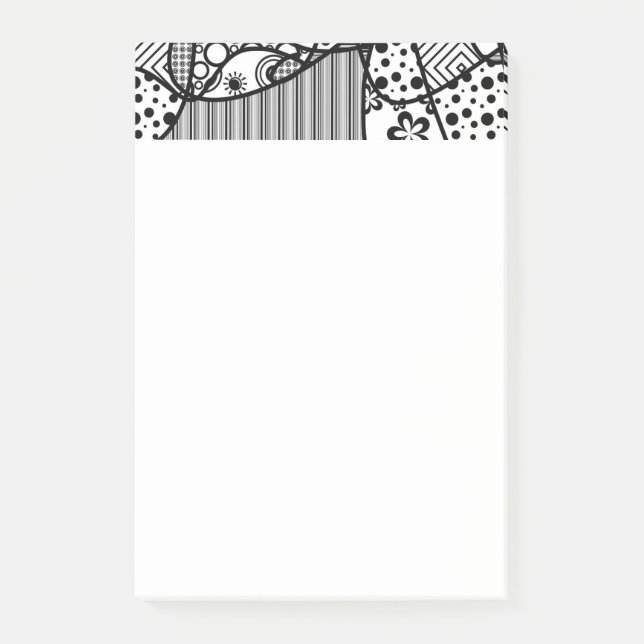 Notas Post-it® Remiendo negro y blanco 04 del modelo (Anverso)