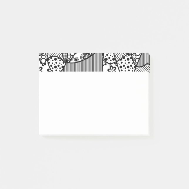 Notas Post-it® Remiendo negro y blanco 04 del modelo (Anverso)