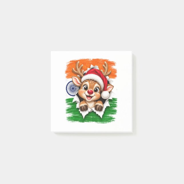 Notas Post-it® Reno de Navidad indio (Anverso)