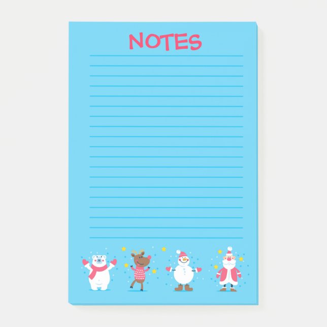 Notas Post-it® Reno de oso polar de Santa Snowman (Anverso)