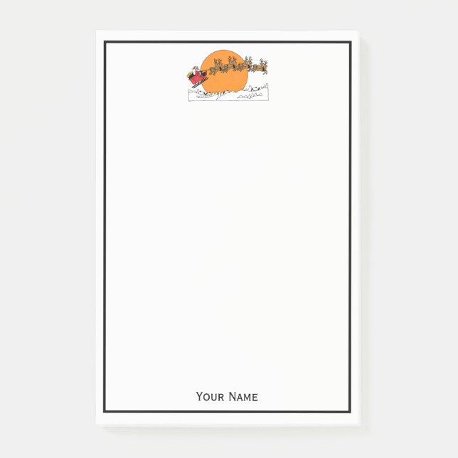 Notas Post-it® Reno de Santa por luna de pueblo cubierta de nieve (Anverso)