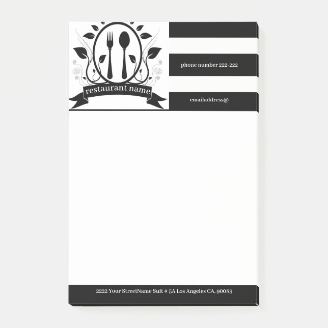 Notas Post-it® Restaurante con logotipo (Anverso)