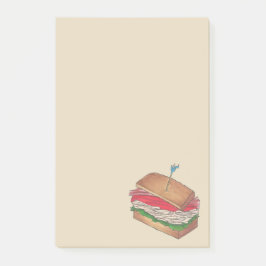 Notas Post-it® Restaurante de sándwich Turkey Club Diner Foodie F
