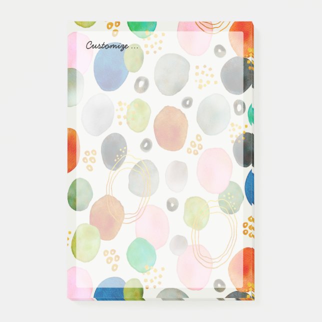 Notas Post-it® Resumen acuarela Pebble Gold Purpurina Arte (Anverso)