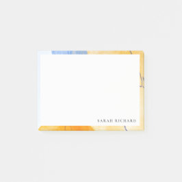 Notas Post-it® Resumen Arte de acuarela azul amarillo artificial