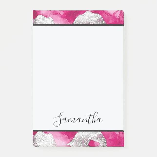 Notas Post-it® Resumen blanco rosado de Girly (Anverso)