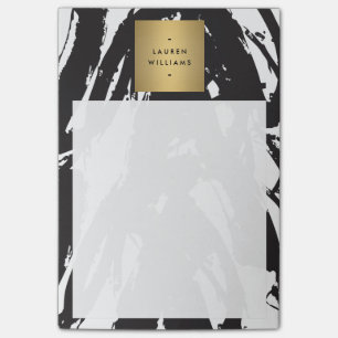 Notas Post-it® Resumen de pinceles negros con logotipo de nombre