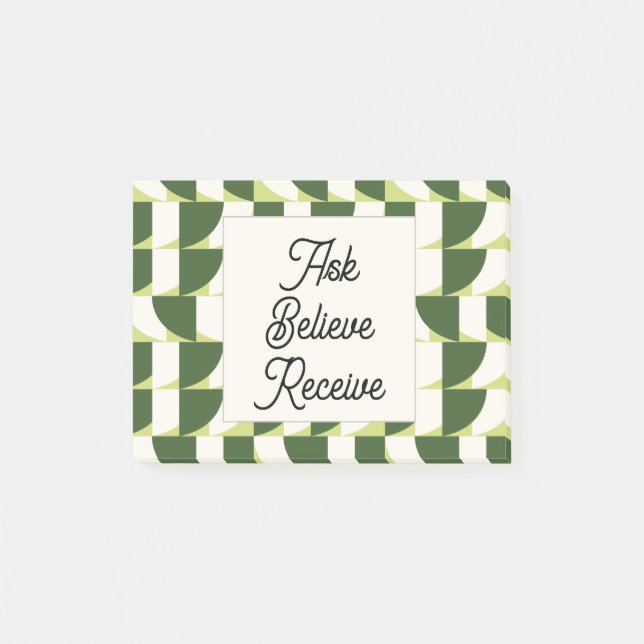 Notas Post-it® Resumen geométrico verde blanco (Anverso)