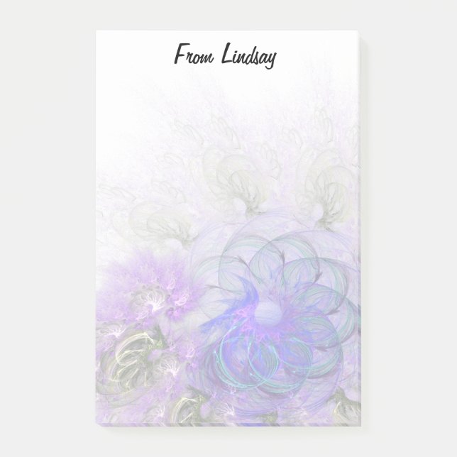 Notas Post-it® Resumen Lacy Floral Design Purple Blue Personaliza (Anverso)