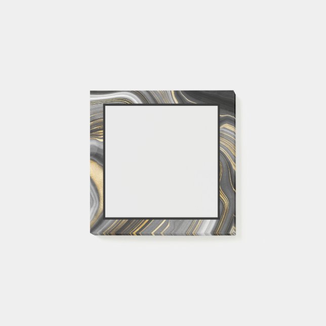 Notas Post-it® Resumen mineral general de oro moderno y agato gri (Anverso)