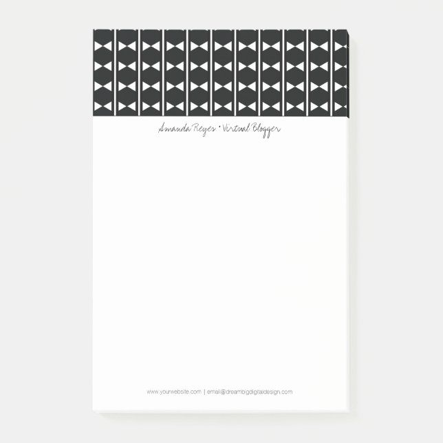 Notas Post-it® Resumen moderno Monocromo Diamante blanco y negro (Anverso)