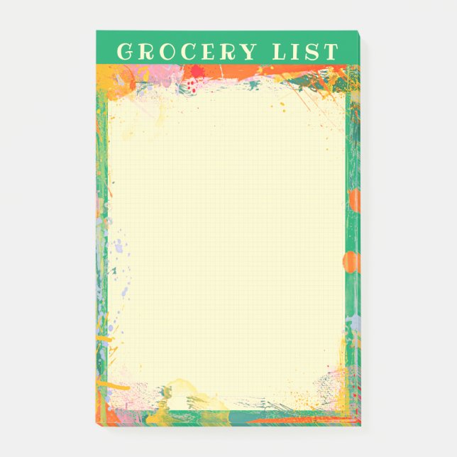 Notas Post-it® Resumen Paint Grocery List Graph Notepad (Anverso)