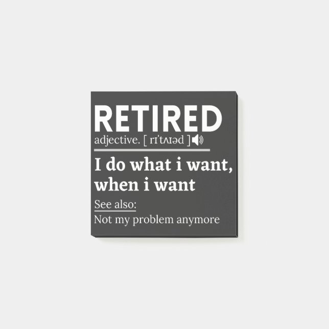 Notas Post-it® retired definition, funny retirement, retired (Anverso)