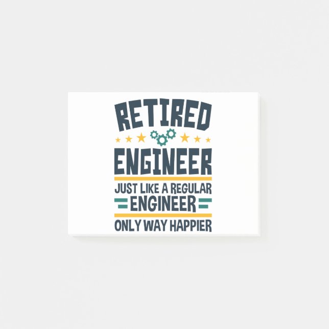 Notas Post-it® Retired Engineer Engineering Retirement Happier (Anverso)
