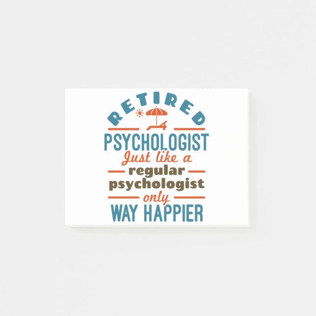 Notas Post-it® Retired Psychologist Therapist Retirement Happier (Anverso)