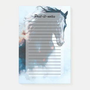 Notas Post-it® Retrato de caballo negro de carreras minimalista