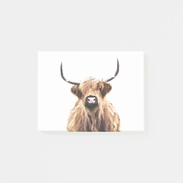Notas Post-it® Retrato de vaca Highland (Anverso)